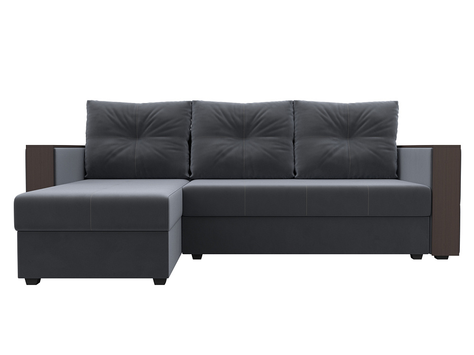 Диван угловой Валенсия Лайт левый угол (seven 17 серый)