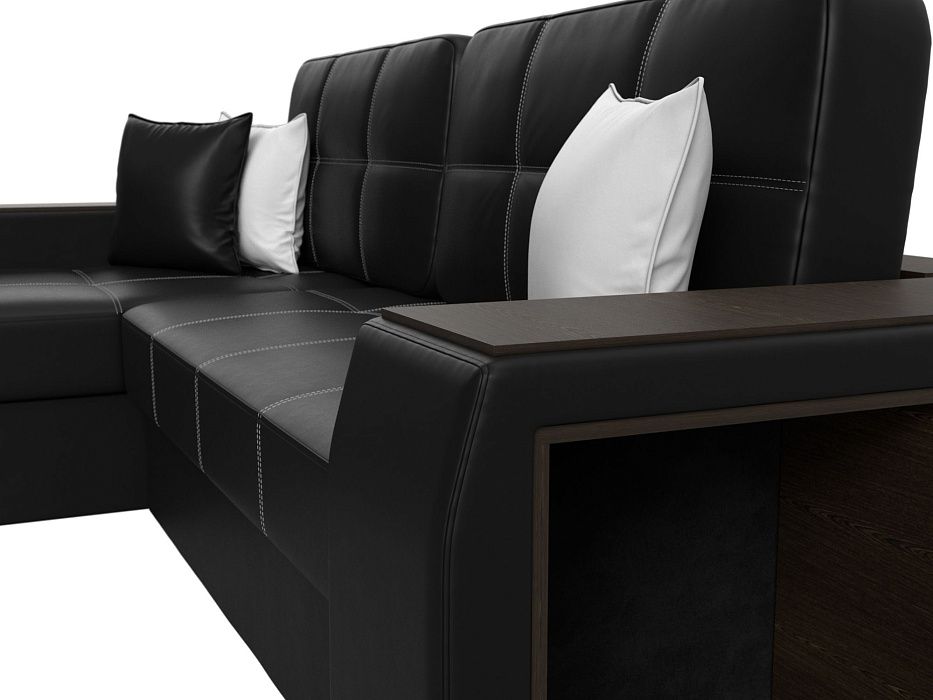 Диван угловой Брюссель левый угол (черный;белый)