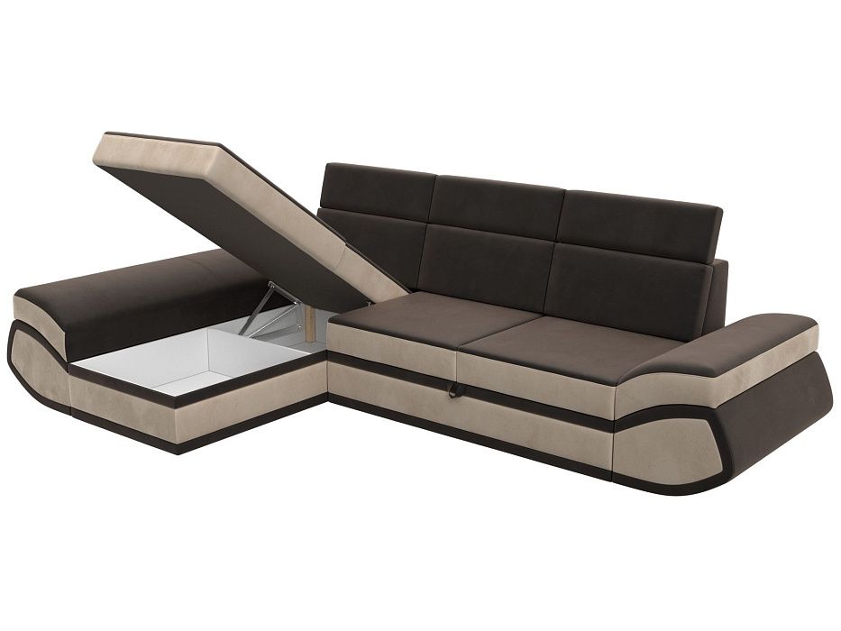 Диван угловой Лига-032 левый угол (seven 727 коричневый;seven 729 бежевый)