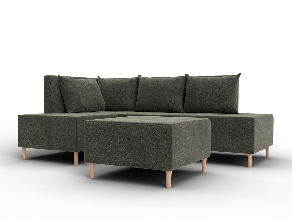 Диван угловой модульный с пуфом Лига-126 угол левый (laim 10 темно-коричневый)