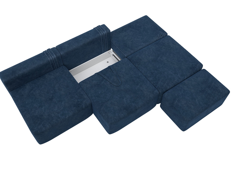 Диван прямой модульный с пуфом Лига-060 НПБ Лонг (brut 11 синий)