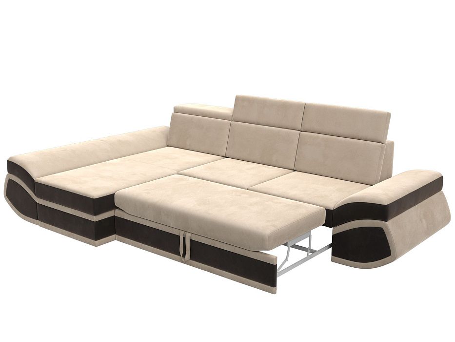 Диван угловой Лига-032 левый угол (seven 729 бежевый;seven 727 коричневый)