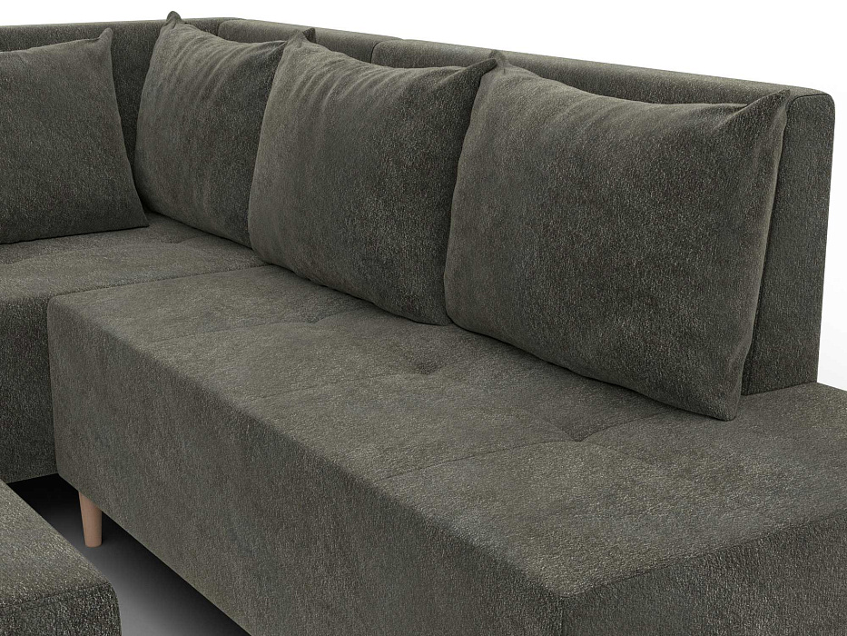 Диван угловой модульный с пуфом Лига-126 угол левый (laim 10 темно-коричневый)