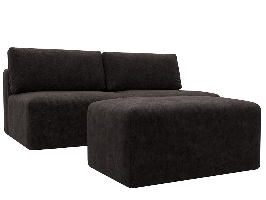 Диван прямой модульный с пуфом Лига-060 НПБ (brut 17 коричневый)