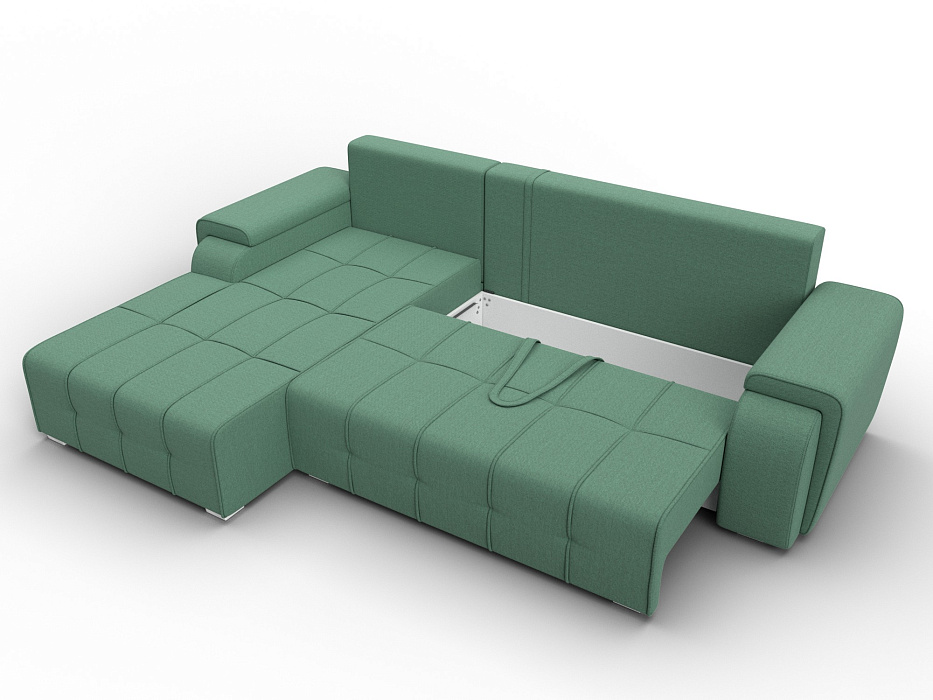 Диван угловой Лига-121 левый угол (амур 11 зеленый)