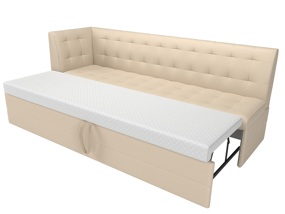 Диван кухонный прямой Бриз с углом слева (бежевый)