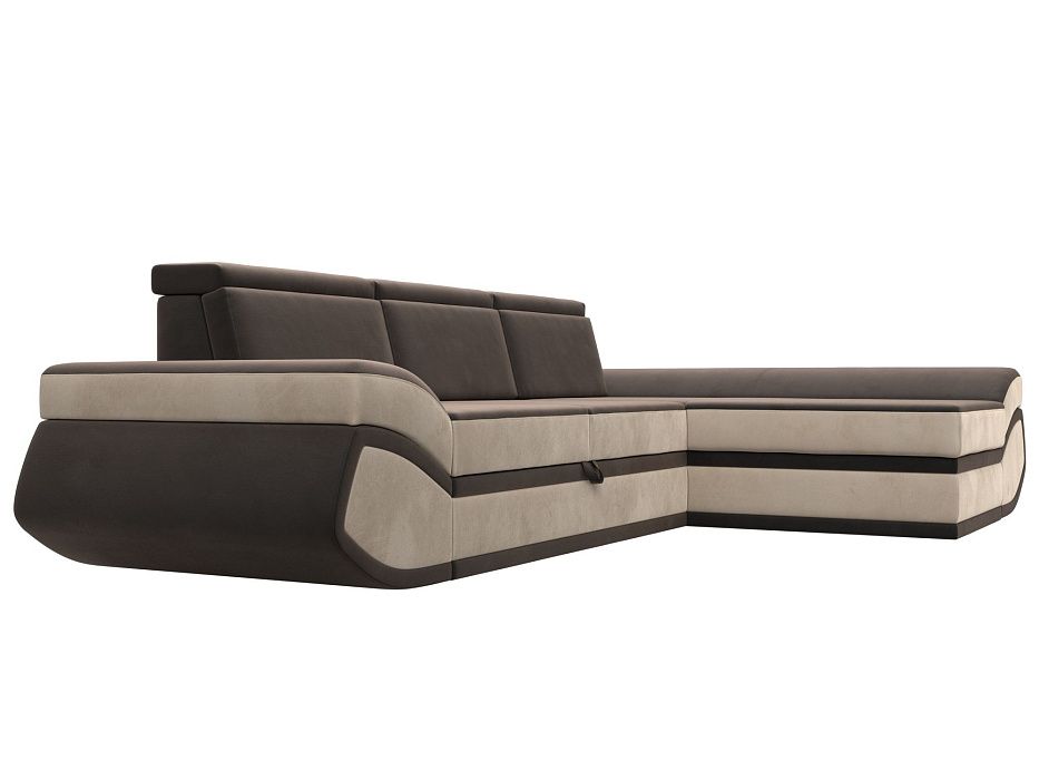 Диван угловой Лига-032 правый угол (seven 727 коричневый;seven 729 бежевый)