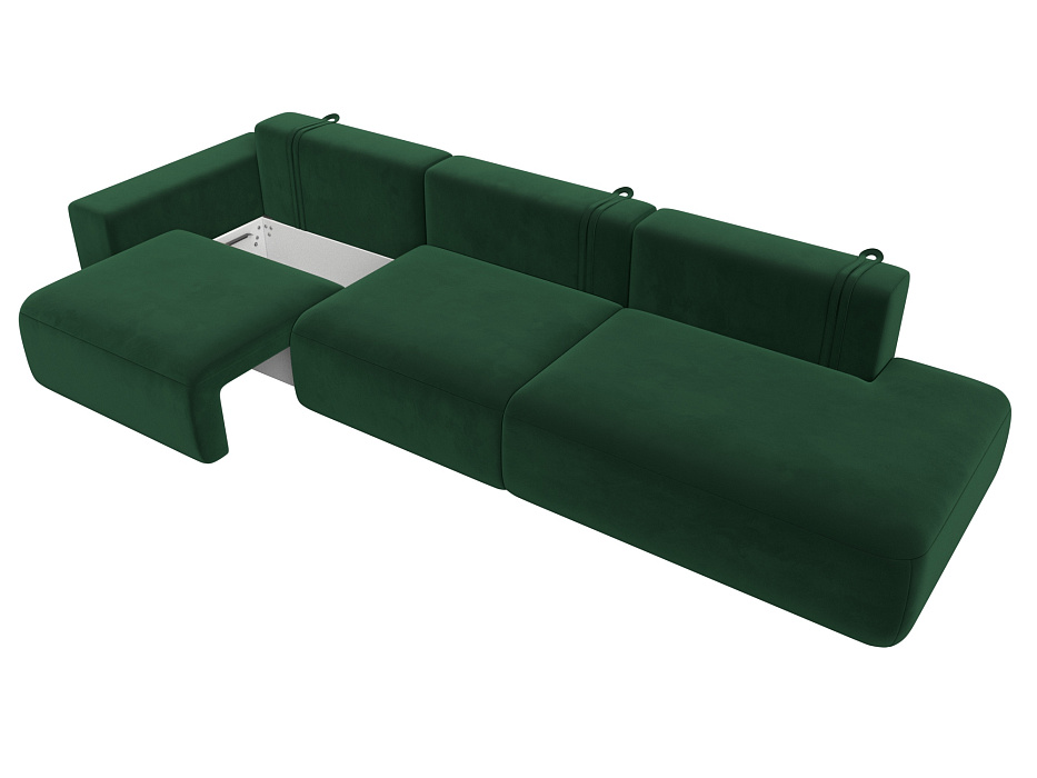 Диван прямой Лига-036 НПБ Модерн Лонг подлокотник слева (seven 626 зеленый)