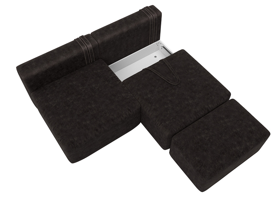 Диван прямой модульный с пуфом Лига-060 НПБ (brut 17 коричневый)