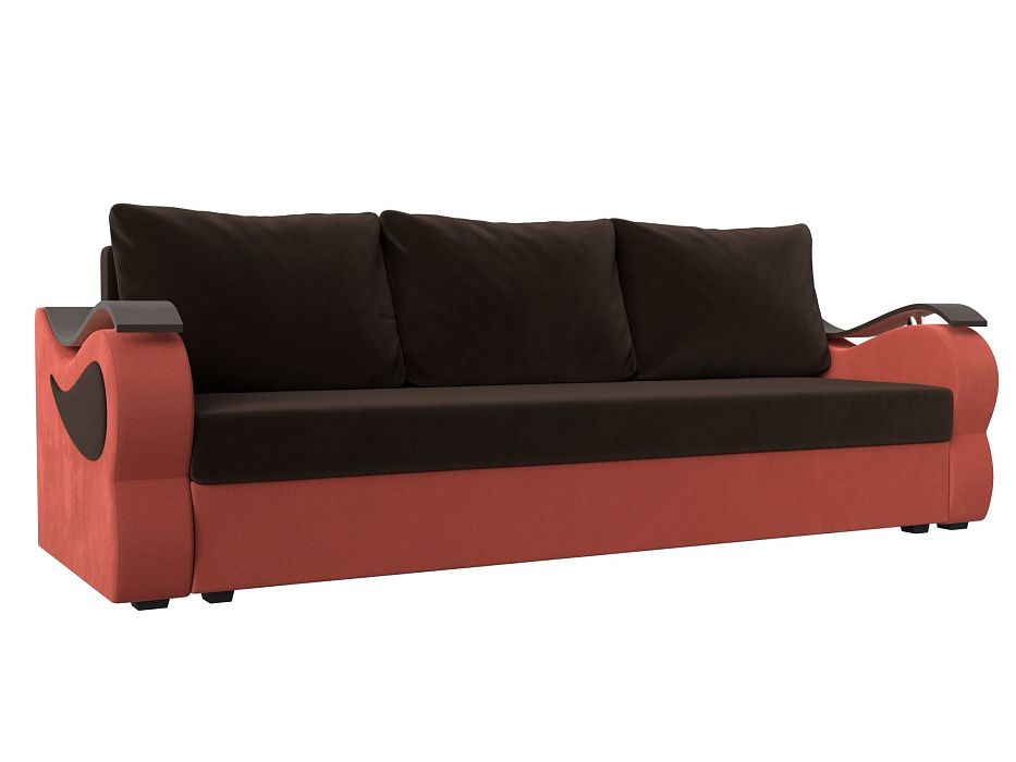 Прямой диван Меркурий Лайт (коричневый\коралловый цвет)