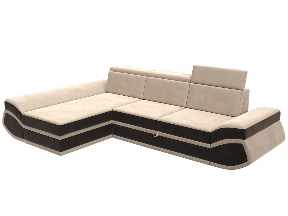 Диван угловой Лига-032 левый угол (seven 729 бежевый;seven 727 коричневый)