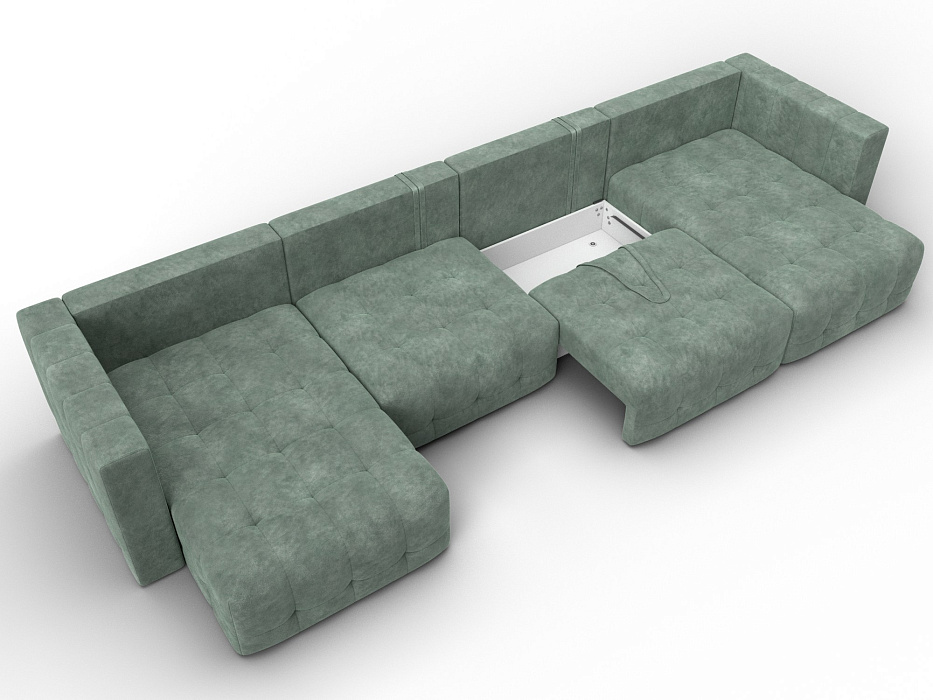 Диван П-образный Лига-052 НПБ Лонг (brut 08 зеленый)