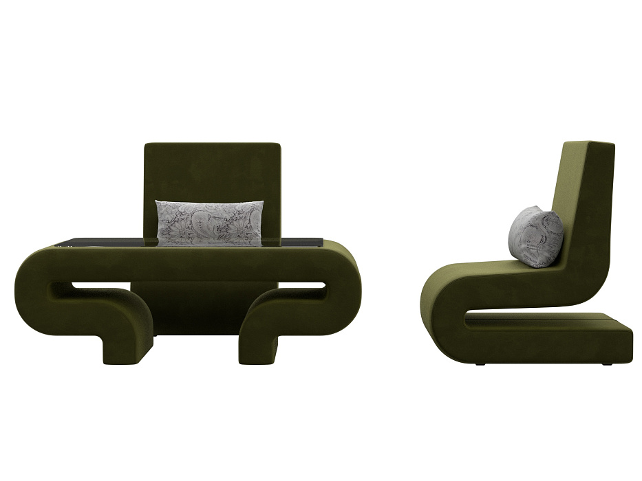 Набор Волна-3 (стол, 2 кресла) (зеленый;серый)