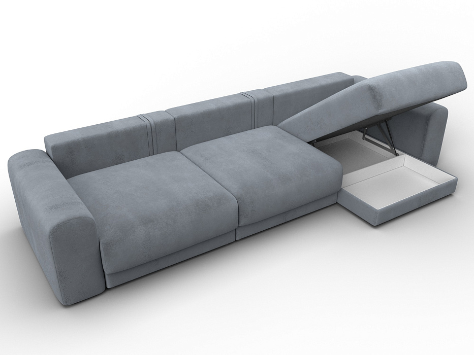 Диван угловой Лига-056 НПБ Лонг угол универсальный (tower 10 серый)