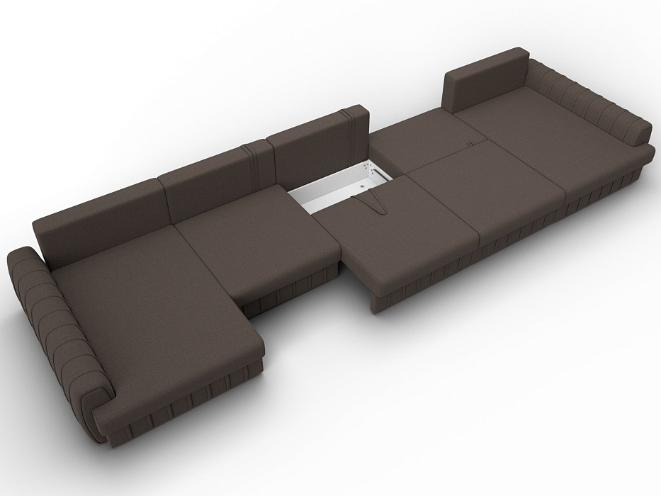 Диван П-образный Лига-057 НПБ МегаЛонг (амур 05 коричневый)