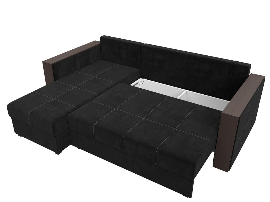 Диван угловой Валенсия Лайт левый угол (seven 35 черный)