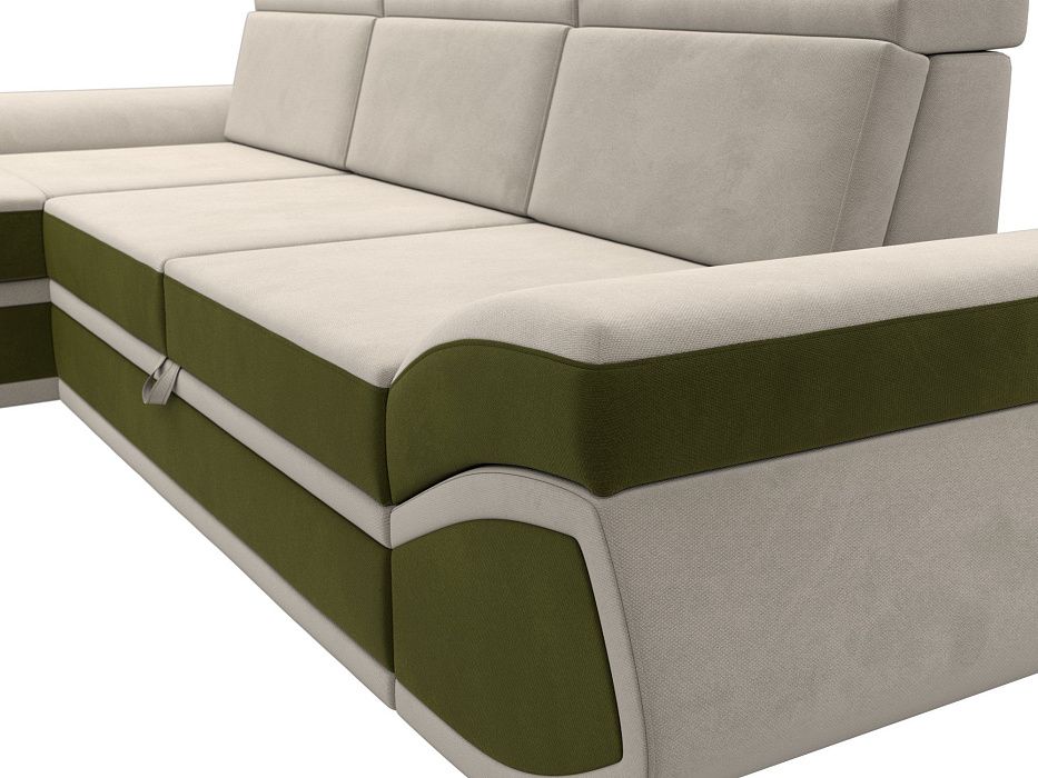 Диван угловой Лига-032 левый угол (бежевый;зеленый)