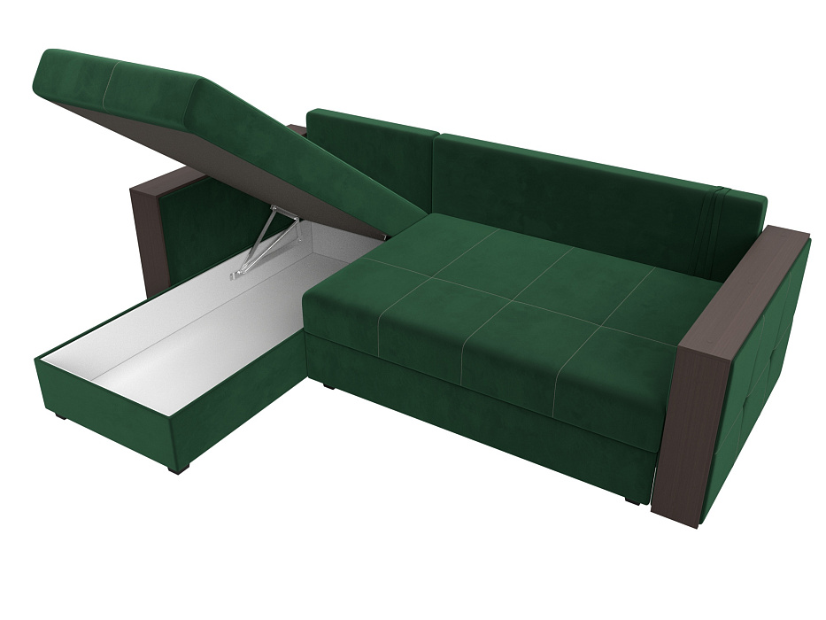 Диван угловой Валенсия Лайт левый угол (seven 626 зеленый)