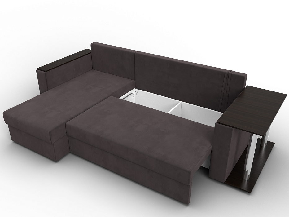 Диван угловой Атланта со столом левый угол (seven 727 коричневый)