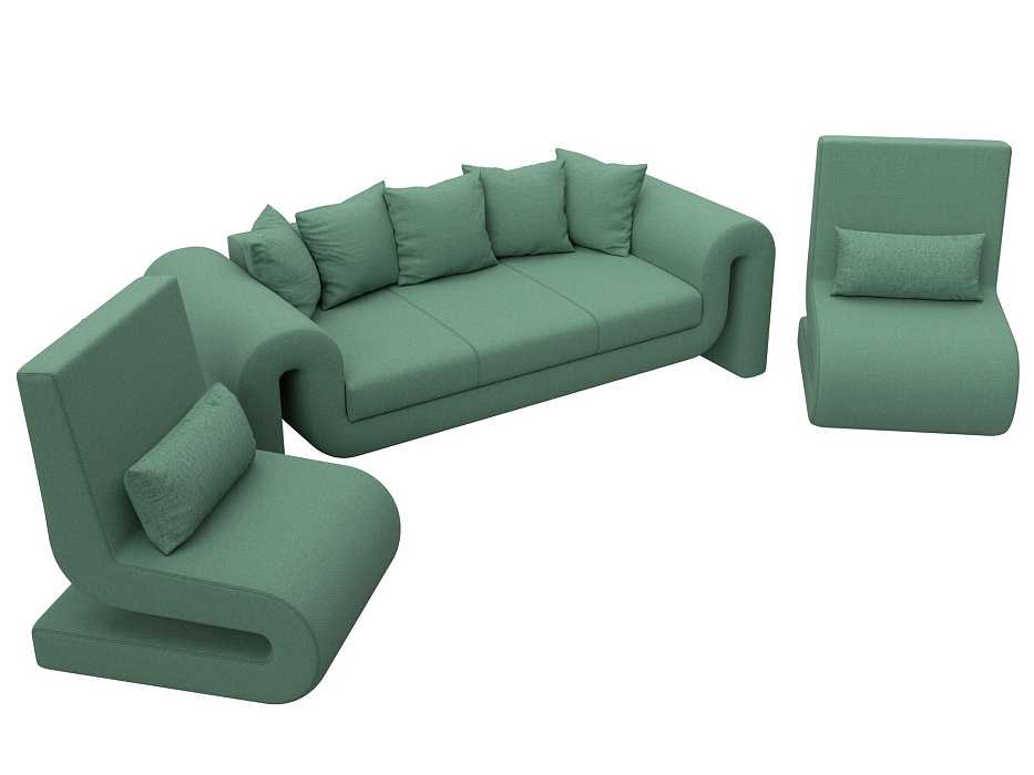 Набор Волна-1 (диван, 2 кресла) (амур 11 зеленый)