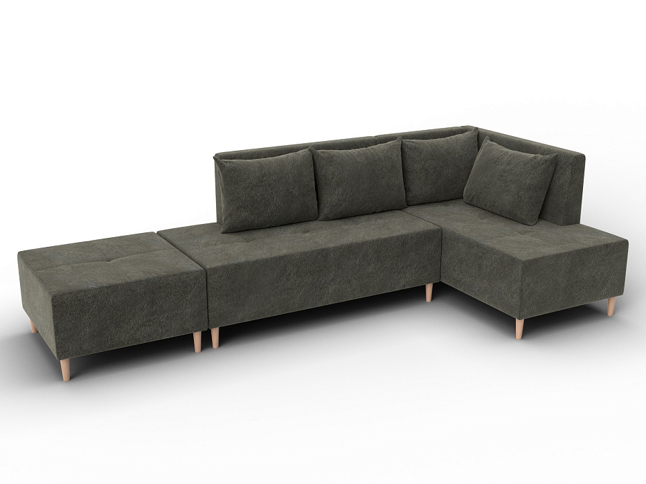 Диван угловой модульный с пуфом Лига-126 угол правый (laim 10 темно-коричневый)