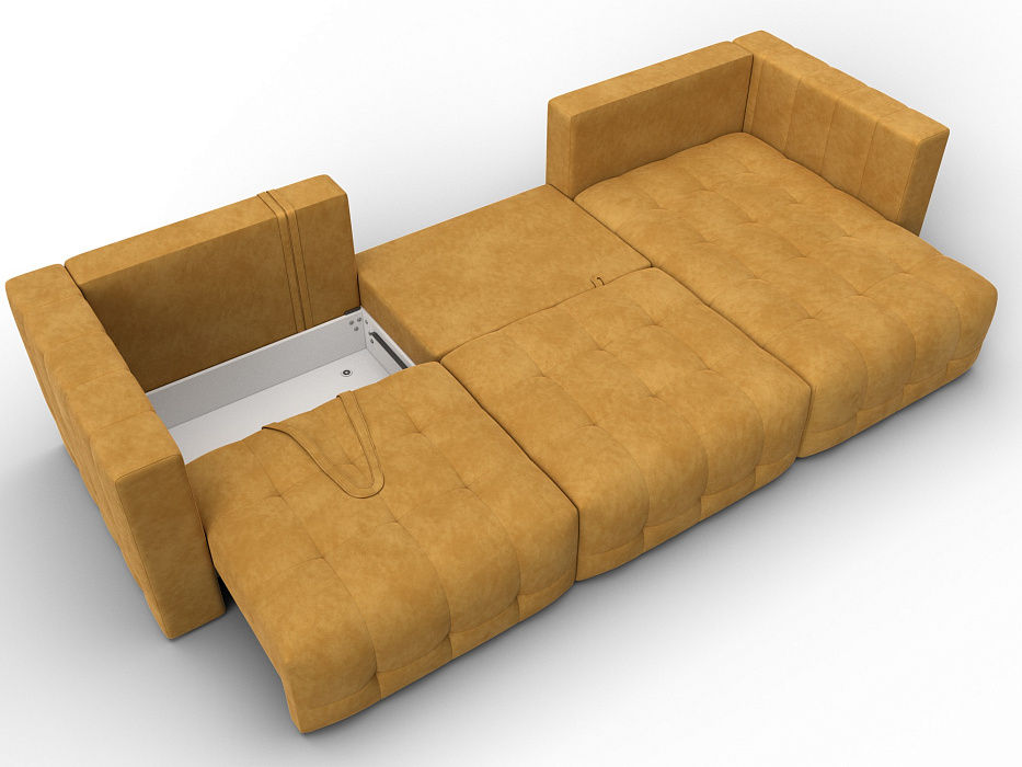 Диван угловой Лига-052 НПБ Лонг угол универсальный (brut 10 желтый)