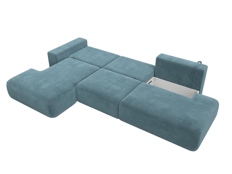 Диван угловой Лига-036 НПБ Модерн Лонг левый угол (seven 113 бирюзовый)