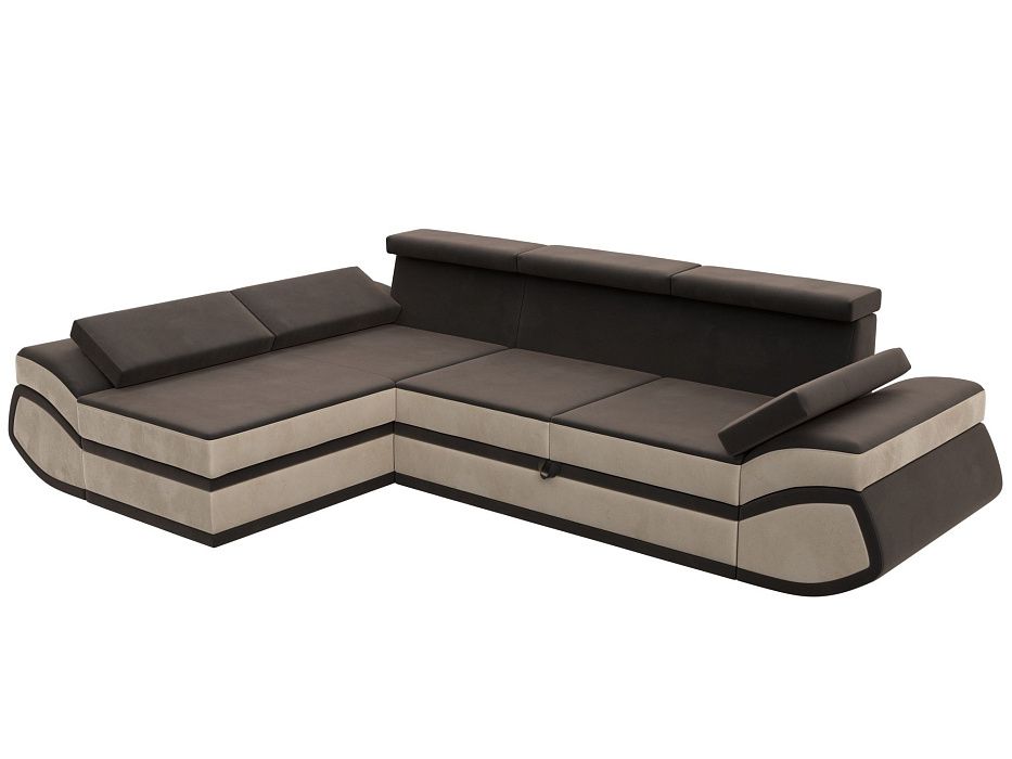 Диван угловой Лига-032 левый угол (seven 727 коричневый;seven 729 бежевый)