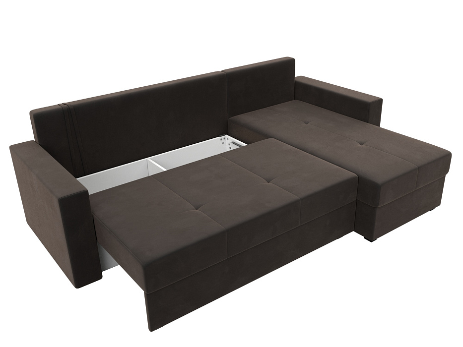 Диван угловой Верона Лайт правый угол (seven 727 коричневый)
