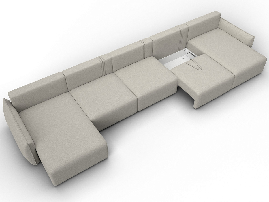 Диван П-образный Лига-051 НПБ МегаЛонг (амур 02 бежевый)