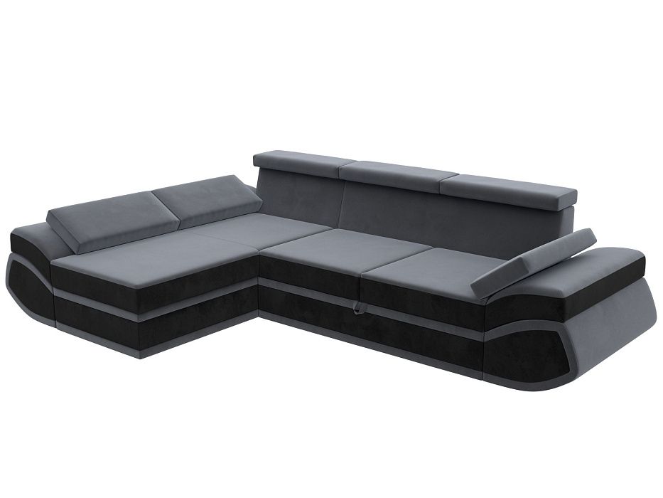 Диван угловой Лига-032 левый угол (seven 17 серый;seven 35 черный)