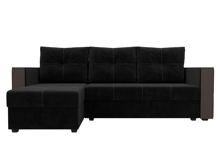 Диван угловой Валенсия Лайт левый угол (seven 35 черный)