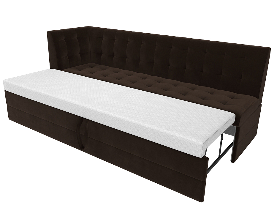 Диван кухонный прямой Бриз с углом слева (коричневый)