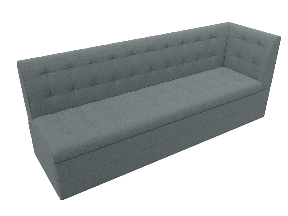 Диван кухонный прямой Бриз с углом справа (амур 07 серый)