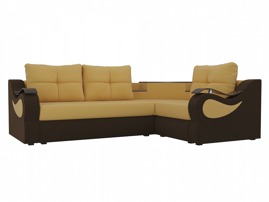 Угловой диван Митчелл правый угол (желтый\коричневый)