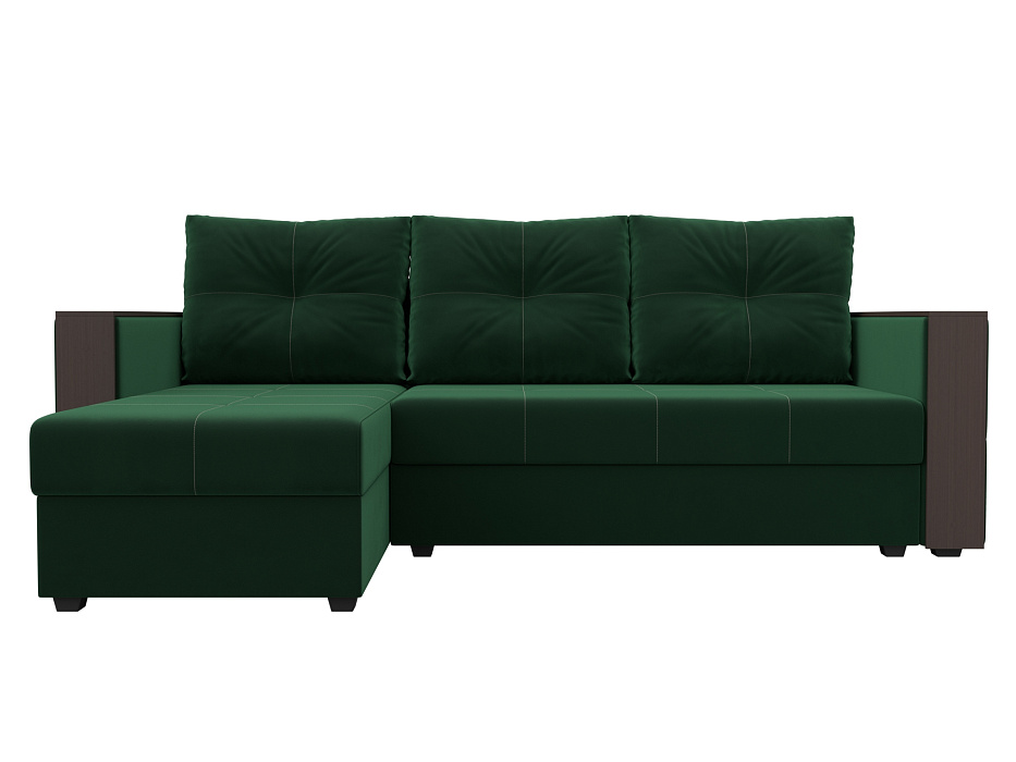 Диван угловой Валенсия Лайт левый угол (seven 626 зеленый)