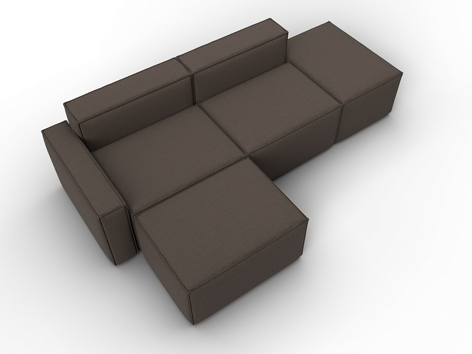 Диван угловой модульный Лига-063 угол левый (амур 05 коричневый)