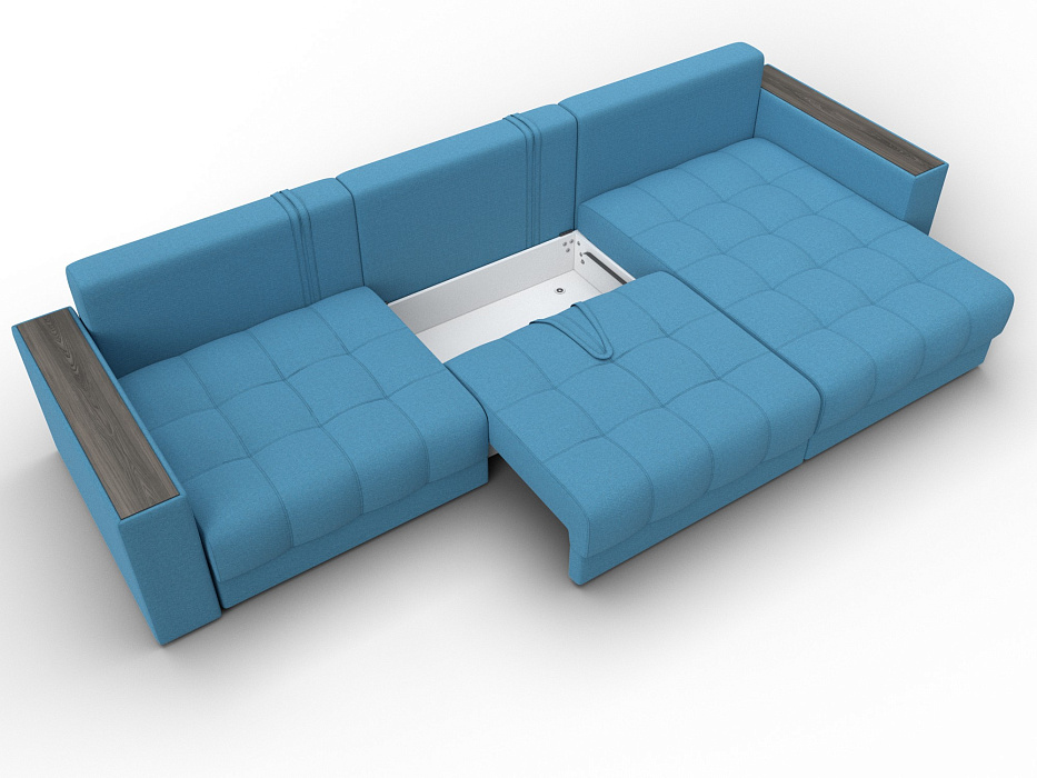 Диван угловой с декором Лига-049 НПБ Лонг (амур 10 голубой)