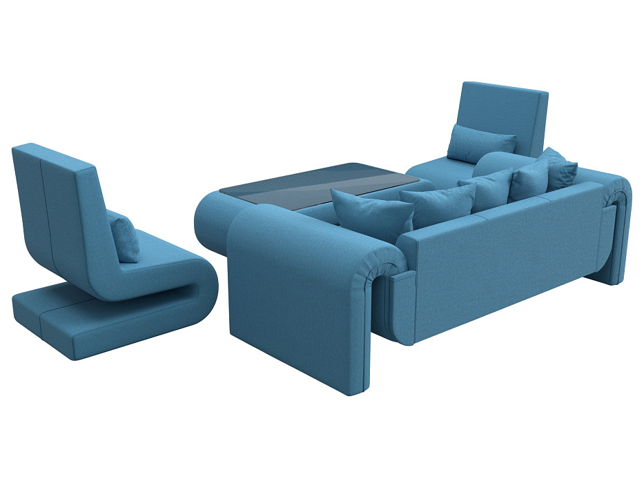 Набор Волна-2 (стол, диван, 2 кресла) (амур 10 голубой)