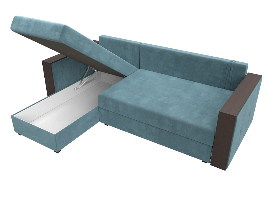 Диван угловой Валенсия Лайт левый угол (seven 113 бирюзовый)