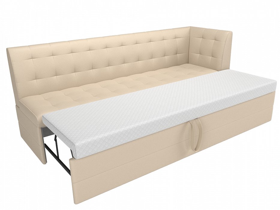 Диван кухонный прямой Бриз с углом справа (бежевый)