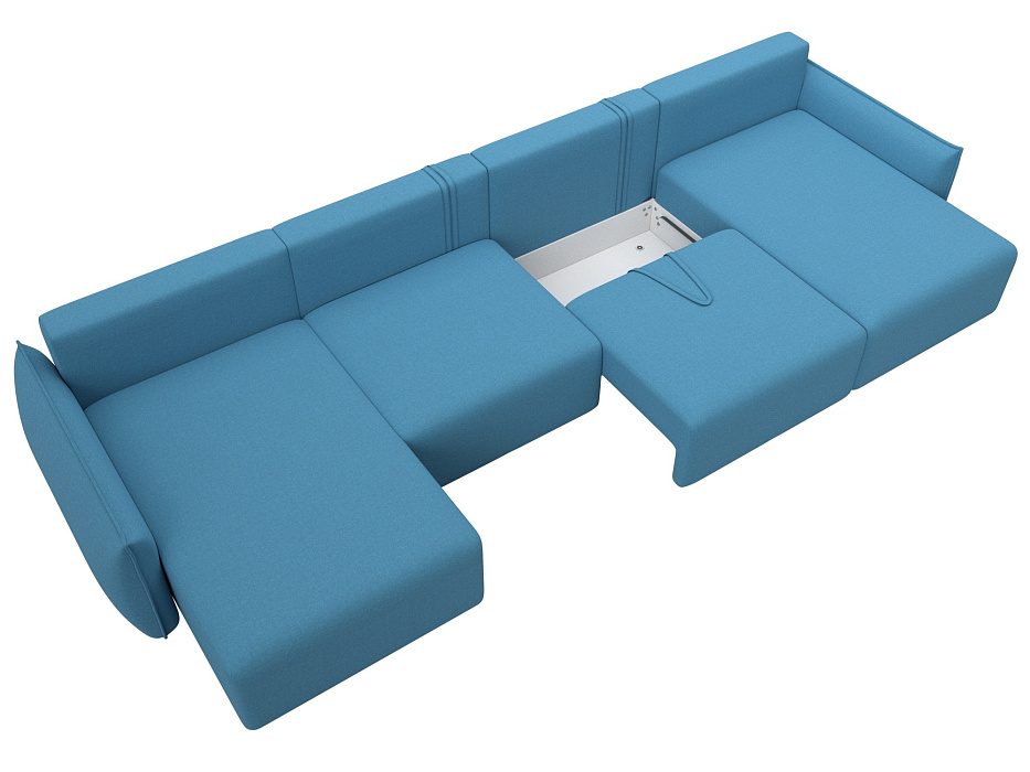 Диван П-образный Лига-051 НПБ Лонг (амур 10 голубой)
