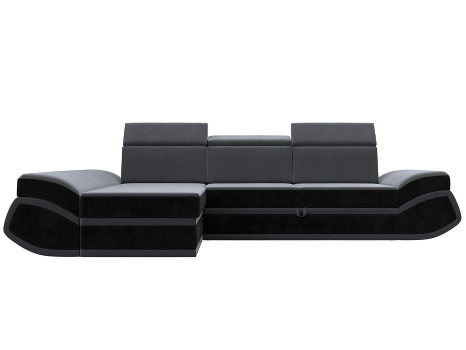 Диван угловой Лига-032 левый угол (seven 17 серый;seven 35 черный)