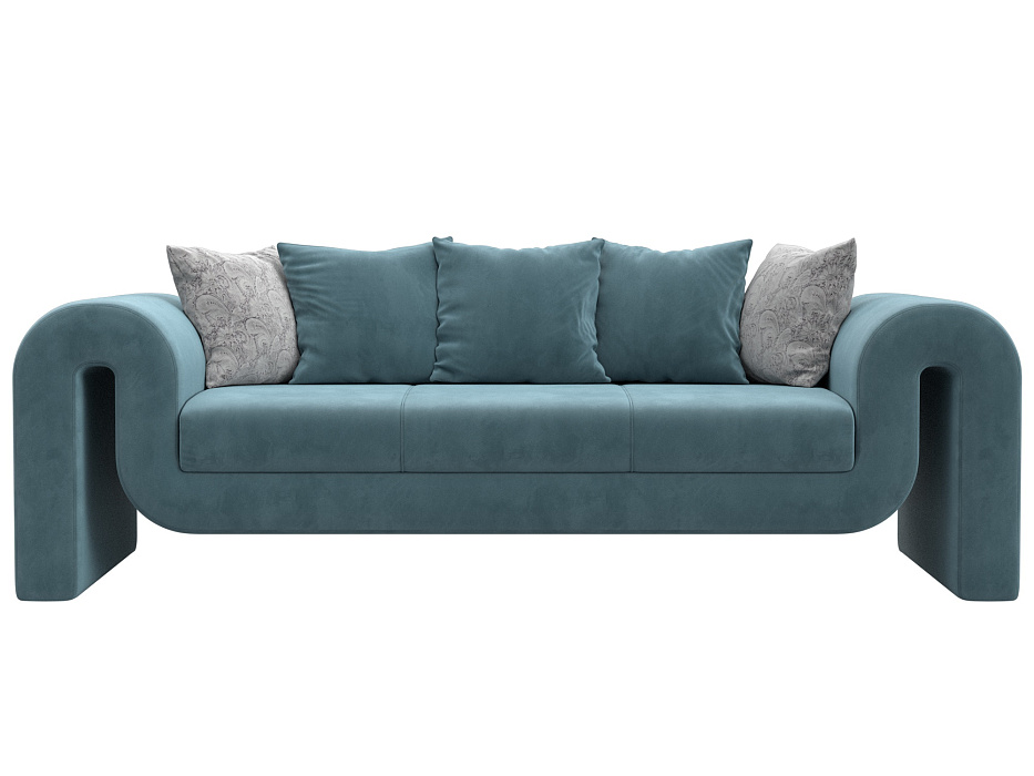 Диван прямой Волна (seven 113 бирюзовый;seven 17 серый)