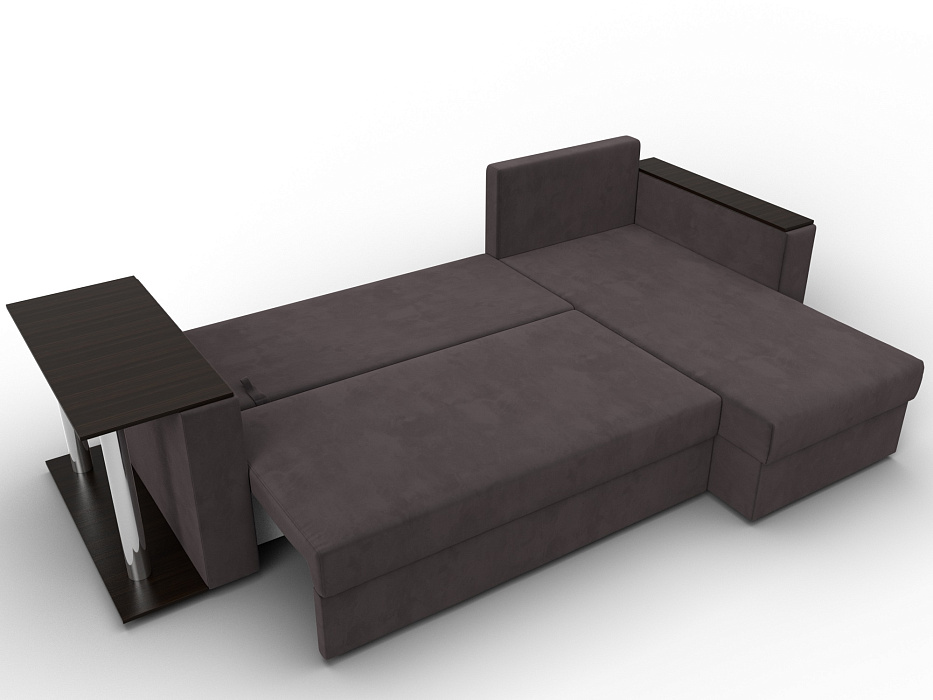 Диван угловой Атланта со столом правый угол (seven 727 коричневый)