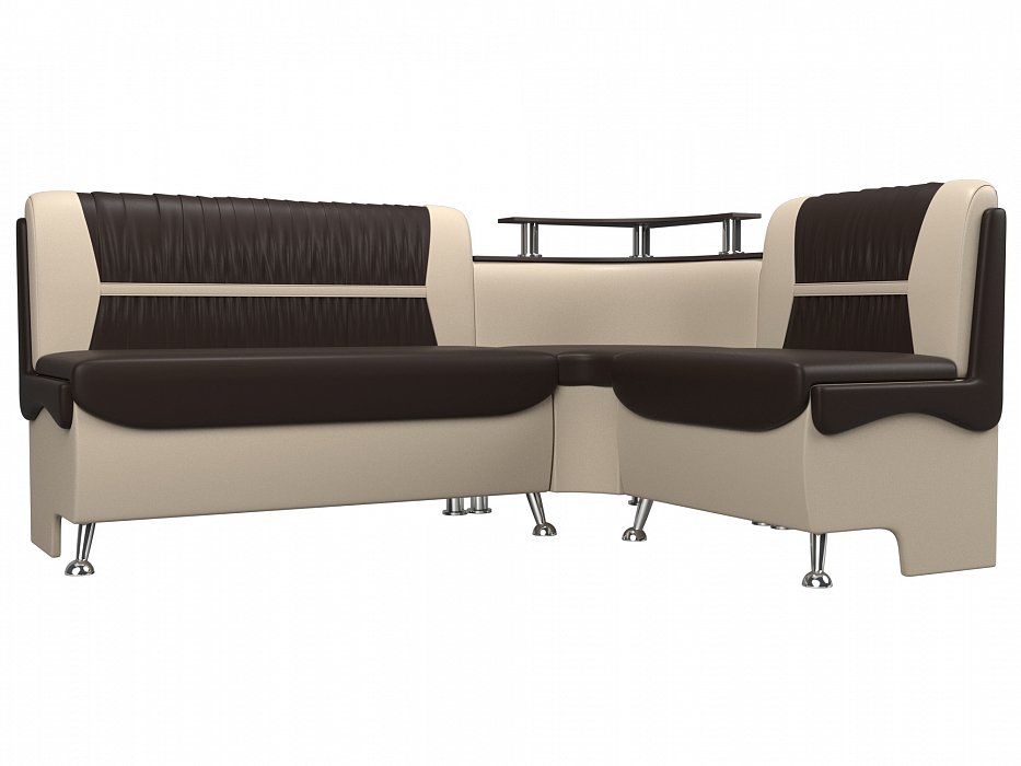 Кухонный угловой диван Сидней правый угол (коричневый\бежевый)