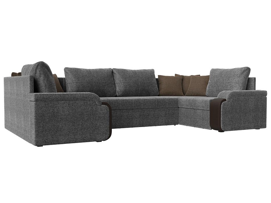 П-образный диван Николь (серый\коричневый\коричневый)