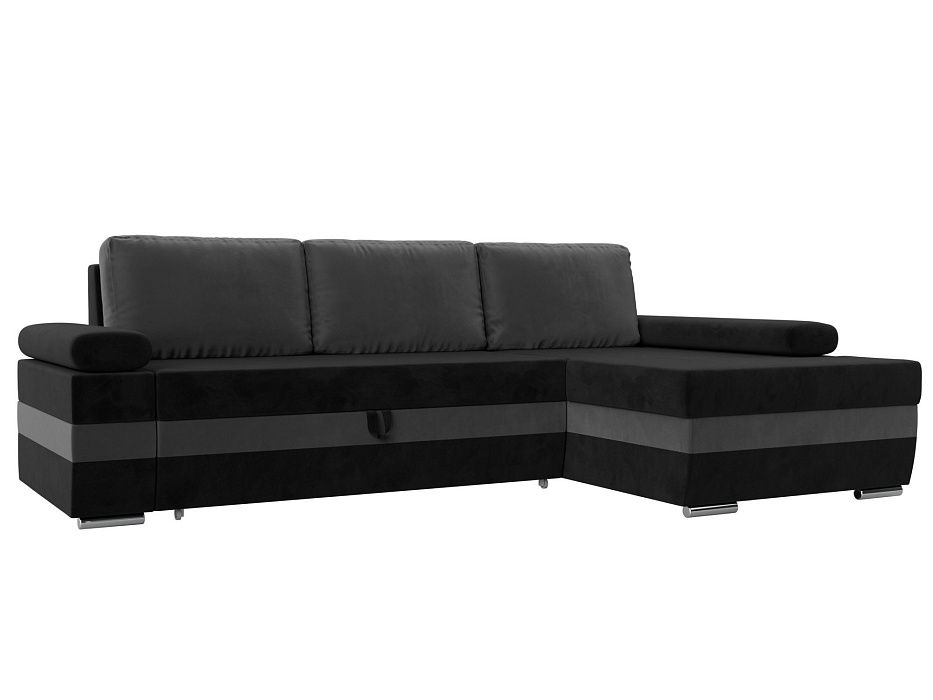 Угловой диван Канкун правый угол (черный\серый цвет)